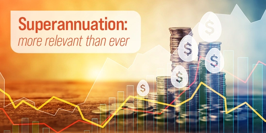 Stacks of coins with financial charts illustrating the growing importance of superannuation and long-term retirement planning in Australia.